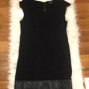 Cute black dress with faux leather bottom 👍🏻